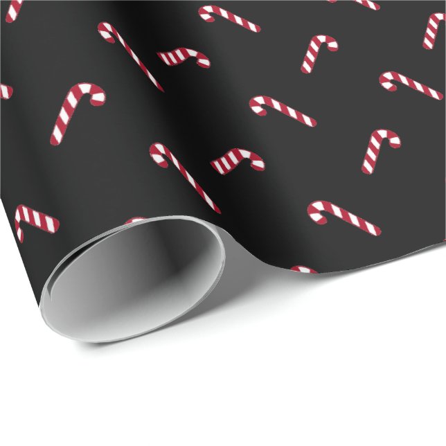 Julsvart, vit, söt candy cane mönster presentpapper (Rullad Hörn)