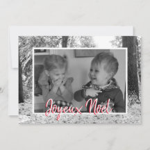 Julsvart-vitt fotokort Joyeux Noël