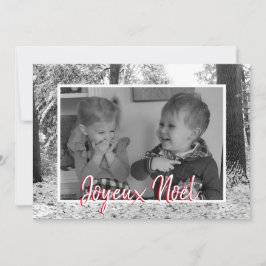 Julsvart-vitt fotokort Joyeux Noël