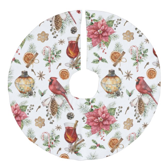 Julsymboler Mönster Kardinal, Poinsettia Julgransmatta Fusklinne (Framsidan)