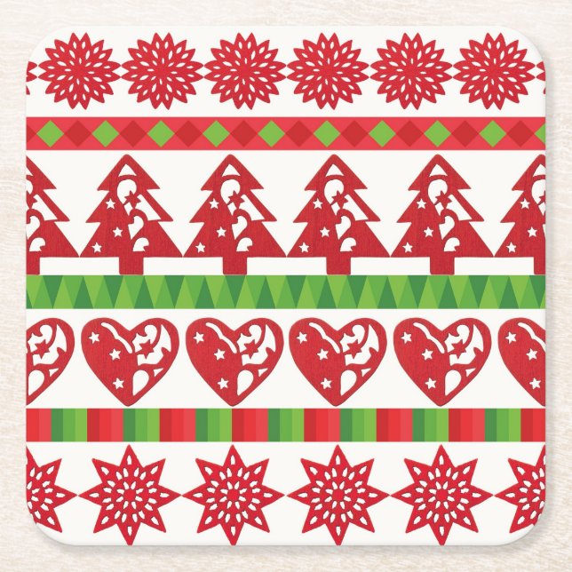 Julsymboler Underlägg Papper Kvadrat (Framsidan)