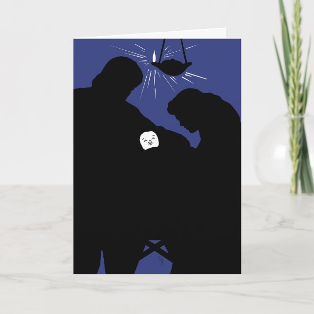 Julsymbolskort - Mary Joseph och baby Jesus Helgkort (Framsida)