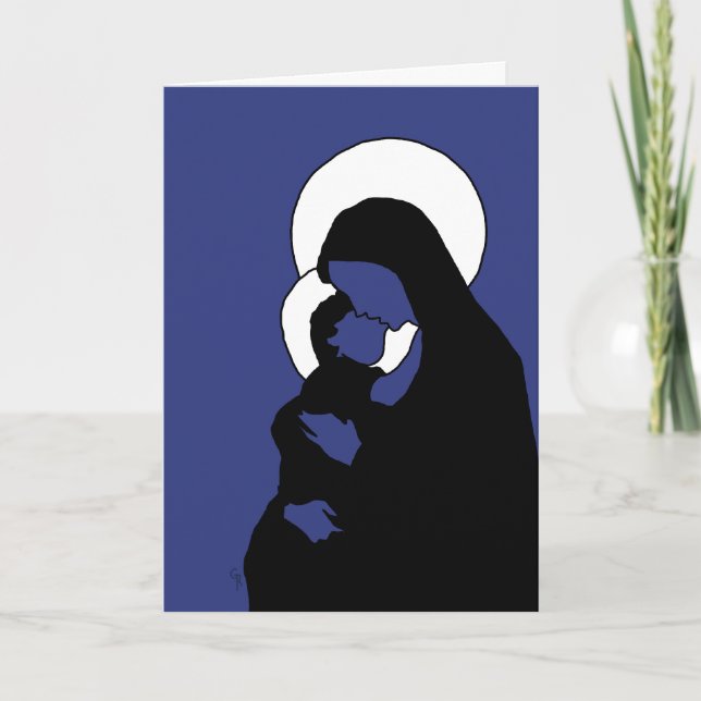 Julsymbolskort - Mary och baby Jesus Helgkort (Framsida)