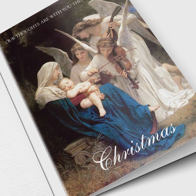 Julsympati Cards | som är tänkande av dig 2 Helgkort (Mary & Jesus with the Angels religious Thinking of You Sympathy Christmas Cards)