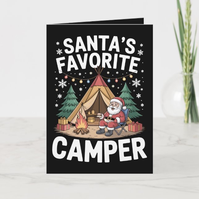 Jultält lägereld Tomtes Favorit Camper Jul Kort (Framsida)