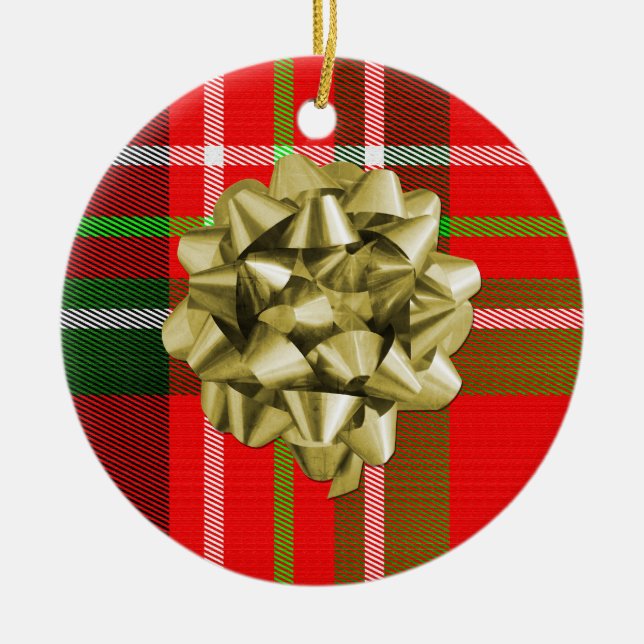 JulTartanmönster Julgransprydnad Keramik (Framsidan)