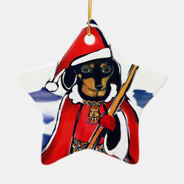 JULTAXAR TECKENHUND JULGRANSPRYDNAD KERAMIK (Framsidan)