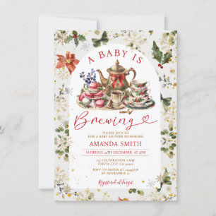 Jultea en baby bryggs Baby Shower Blommig Inbjudningar