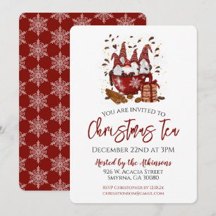 Jultea Red Gnome Party-inbjudan Inbjudningar