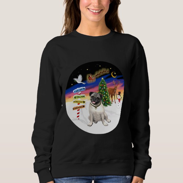 Jultecken med Pug Classic T-Shirt 805 (Framsida)