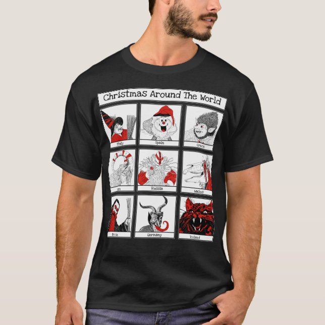 Jultecken, Värld runt Illustration T Shirt (Framsida)