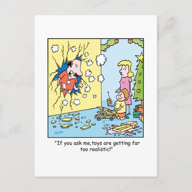 Jultecknad om leksaker! helg vykort (Framsida)