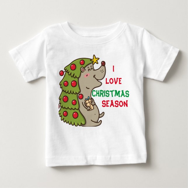 Jultema Cute & Lycklig Hedgehog T Shirt (Framsida)