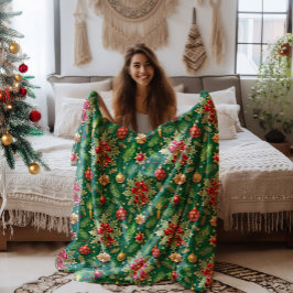 Jultema Festive Colorful Mönster Fleecefilt