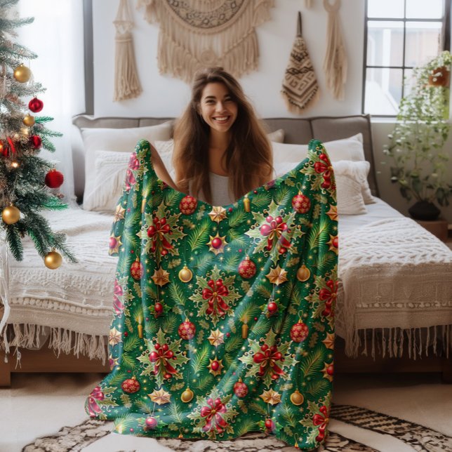 Jultema Festive Colorful Mönster Fleecefilt (Skapare uppladdad)