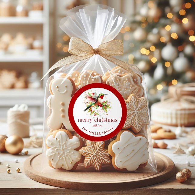 Jultema God jul Hummingbird Runt Klistermärke (Skapare uppladdad)