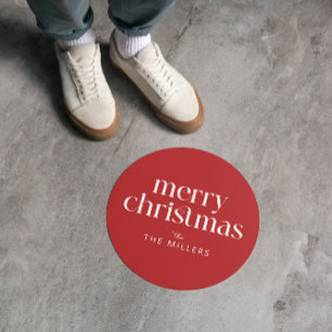 Jultema God jul Retro Typografi Runt Klistermärke