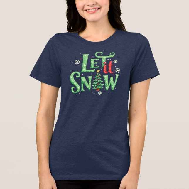 Jultema Låt det snöa Typografi T Shirt (Framsida)