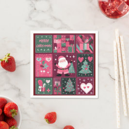 Jultema Lila och rosa God jul Pappersservett