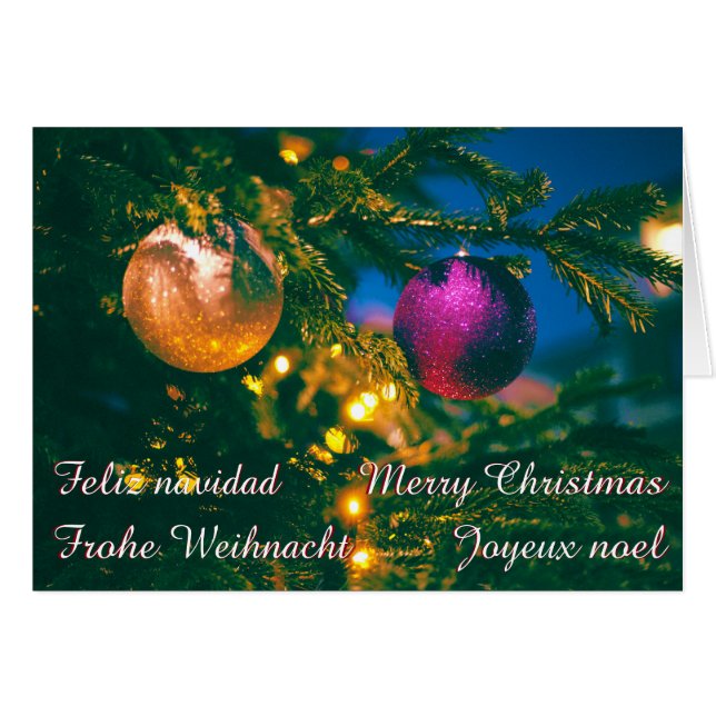 Jultema med 2 jul boll.. hälsningskort (Framsidan Horizontal)