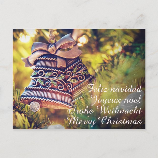 Jultema med två klockor vykort (Framsida)