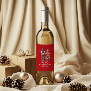 Jultema Nutcracker Retro Typography Vin L Vinflaska Etikett