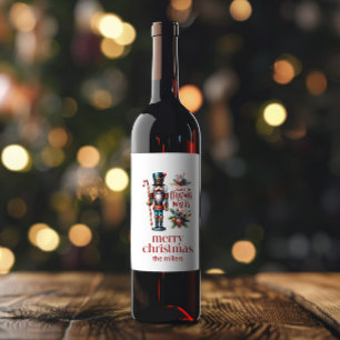 Jultema Nutcracker Retro Typography Vin L Vinflaska Etikett