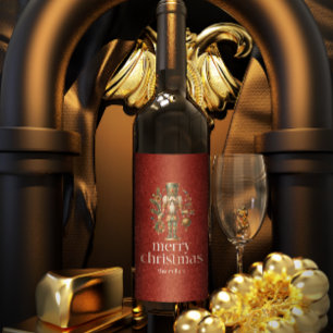 Jultema Nutcracker Retro Typography Vinflaska Etikett