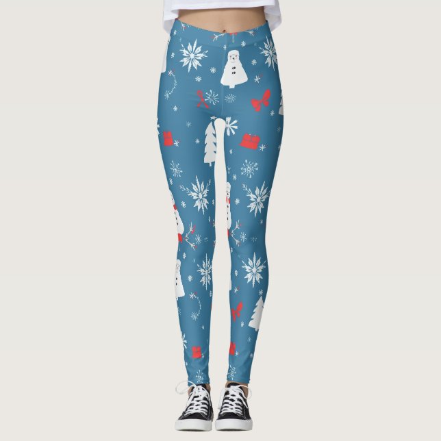 Jultema Seamless mönster Leggings (Framsida)