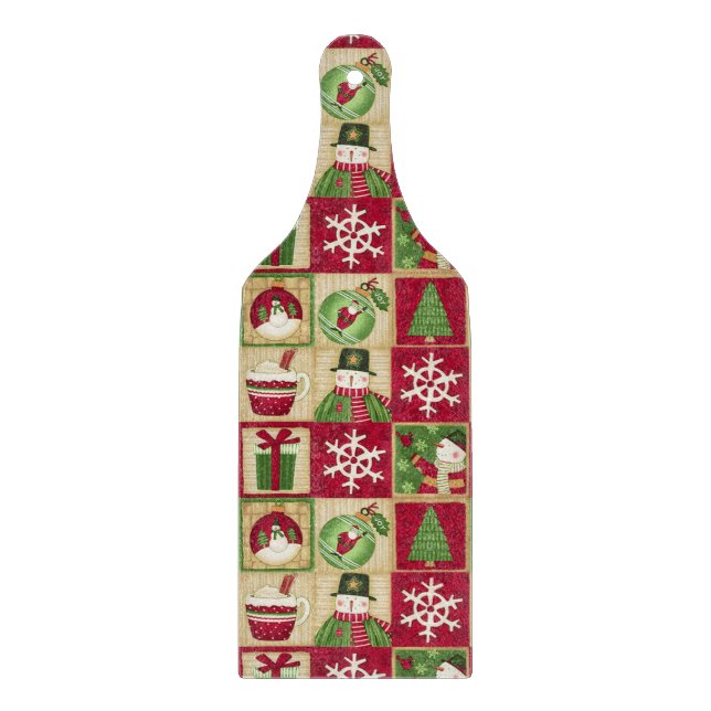 Jultema Snögubbe Snöflingor Röda Grönten Guld (Framsidan)