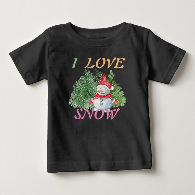 Jultemat Cute snögubbe T Shirt (Framsida)