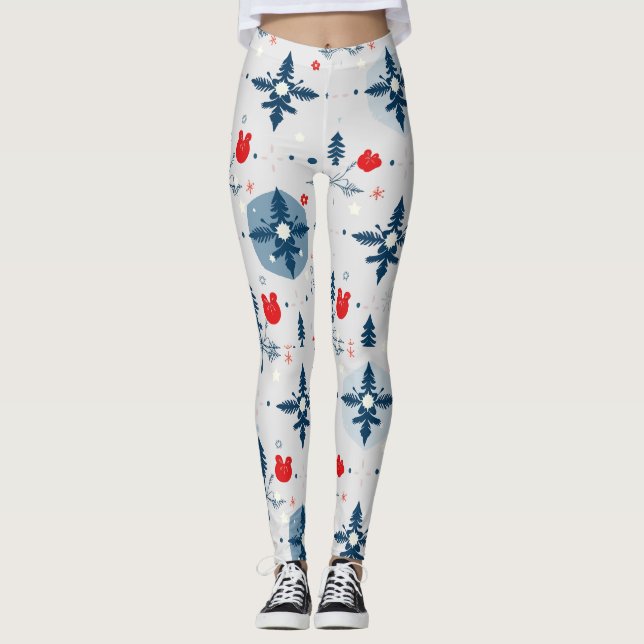 Jultemat Doddle Seamless Mönster Leggings (Framsida)
