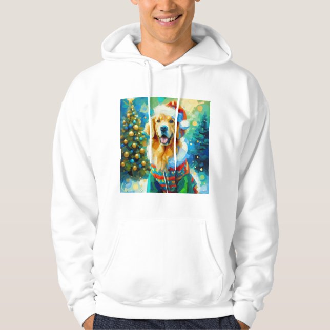 Jultemat Golden Retriever Hoodie (Framsida)