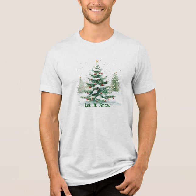 Jultemat Julgran Låt det snöa T Shirt (Framsida)