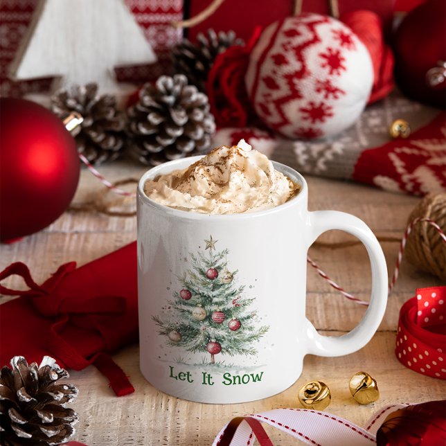 Jultemat Julgran Ornamen Låt det snöa Kaffemugg (Skapare uppladdad)