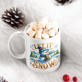 Jultemat Låt det snöa Cute Snögubbe Kaffemugg