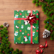 Jultemat Mönster Cute Barn Grönt Gift Wrap