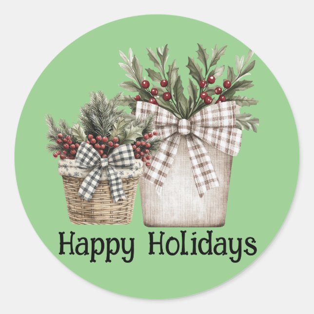 Jultemat Sticker Runt Klistermärke (Framsida)