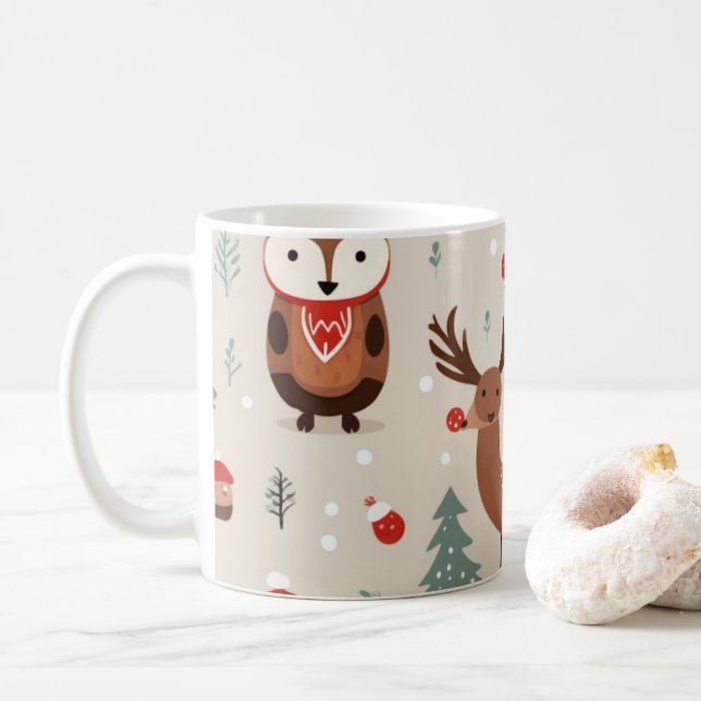 Jultemat Woodland Mönster Kaffemugg (Med munk)