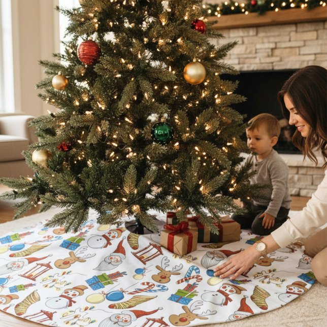 Jultematerade Tecknad-ikoner | HELGDAGAR Julgransmatta Borstad Polyester (Skapare uppladdad)