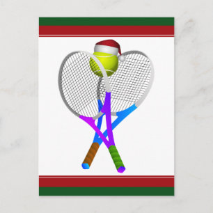 Jultennis Boll och racketar Helg Vykort