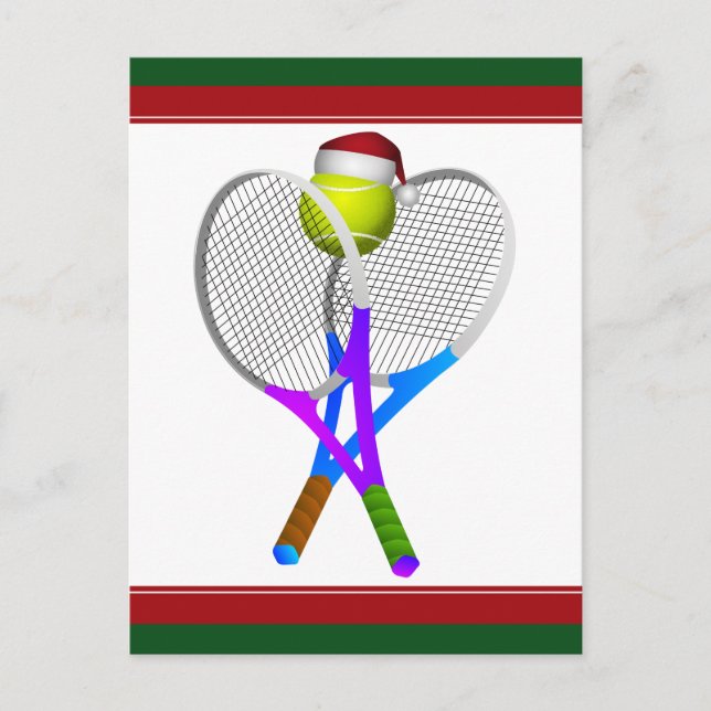 Jultennis Boll och racketar Helg Vykort (Framsida)
