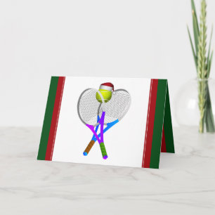 Jultennis Boll och racketar Helgkort