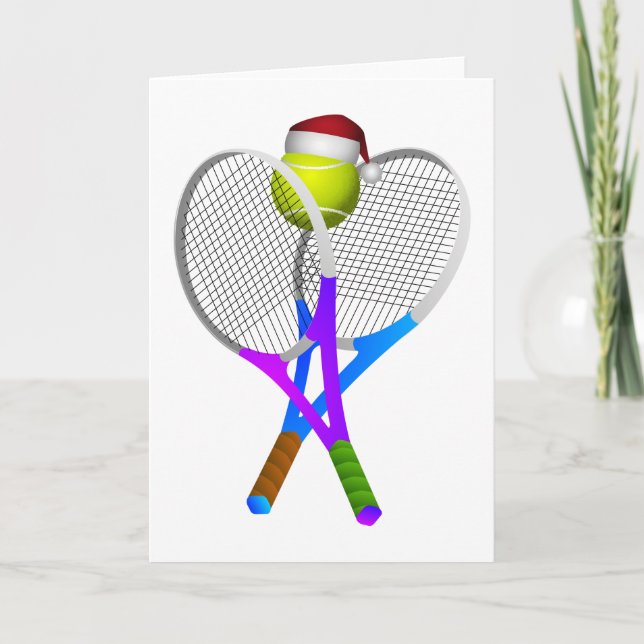 Jultennis Boll och racketar Helgkort (Framsida)