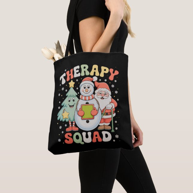 Julterapi Squad SLP OT PT Besättning Tomte Xmas Tygkasse (Närbild)