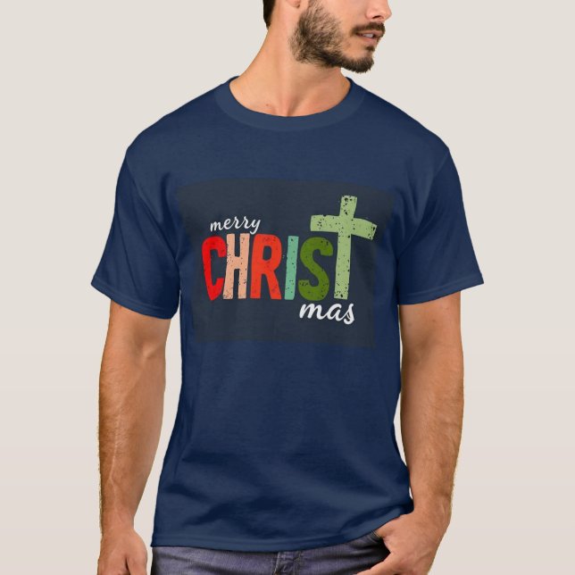 Jultext Merry Kristus Kristus T Shirt (Framsida)