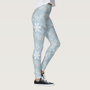 Jultext och Mönster Blue-ID257 Leggings