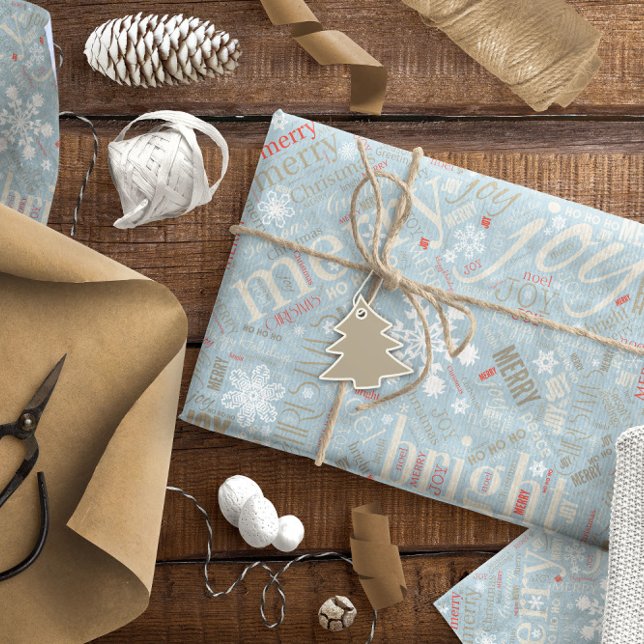 Jultext och Mönster Blue-ID257 Presentpapper (Skapare uppladdad)
