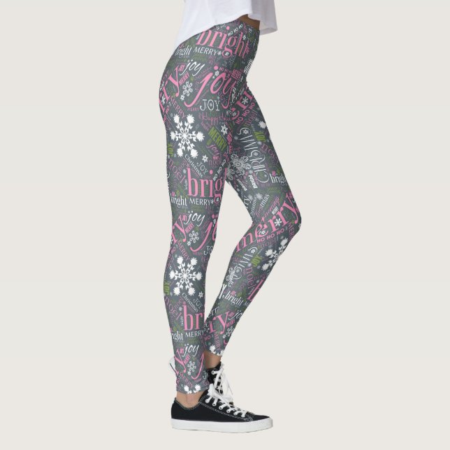 Jultext och Mönster Slate-ID257 Leggings (Höger)