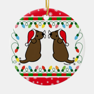 Jultguld Chocolate Labradors Santa Ornament